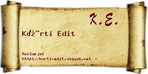 Kürti Edit névjegykártya