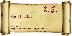 Kürti Edit névjegykártya